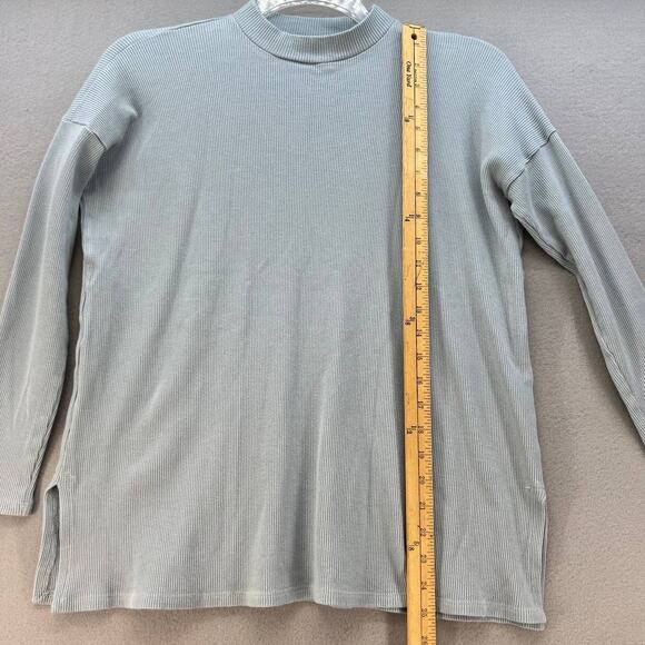 Eileen Fisher Top Women's Size S Gray Waffle Knit Long Sleeve Mock Neck Normcore - Picture 3 of 10